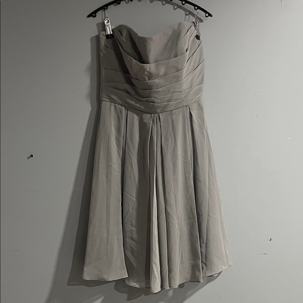 David's Bridal Strapless Gray Dress 8
